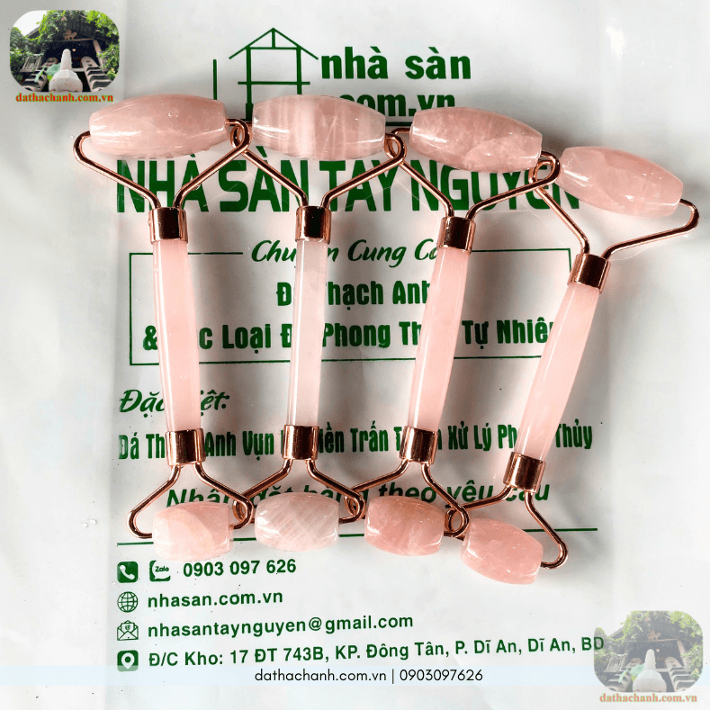 Cách nhanh nhất giúp se khít lỗ chân lông, làm làn da sáng mịn, hồng hào, chống lão hóa nhờ cây lăn mặt massage đá thạch anh hồng tự nhiên 42 cây lăn mặt massage đá thạch anh hồng