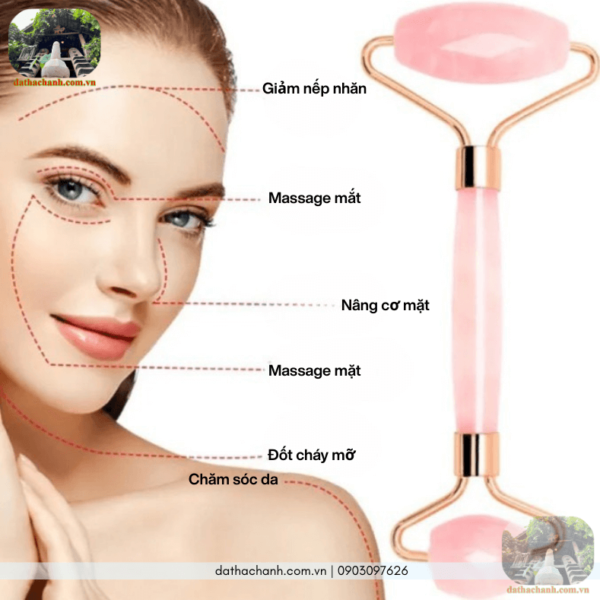 cây lăn mặt massage đá thạch anh hồng