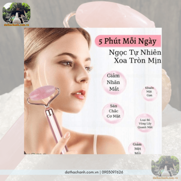 cây lăn mặt massage đá thạch anh hồng