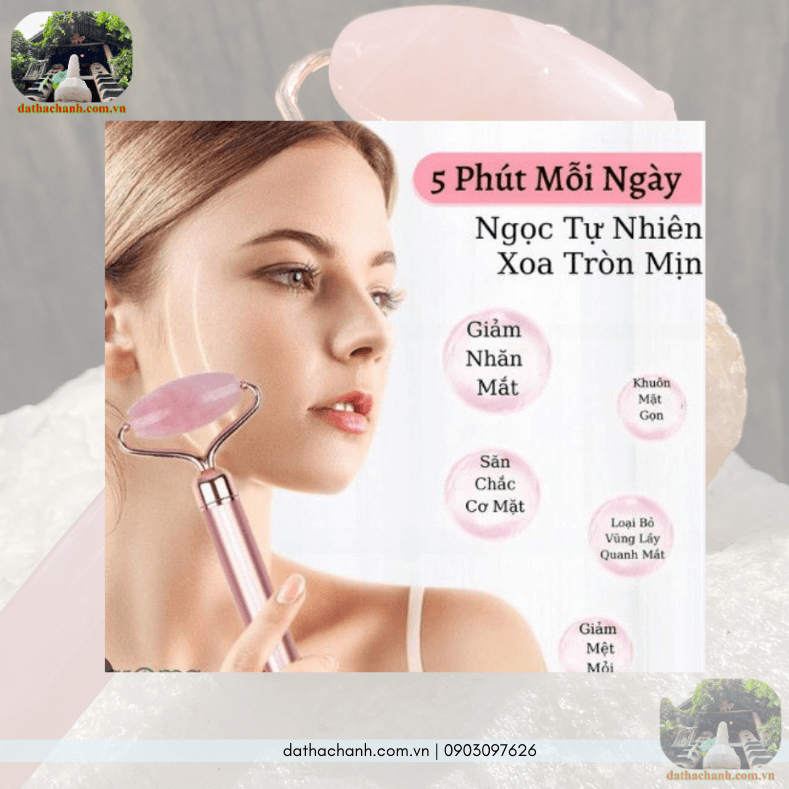 Cách nhanh nhất giúp se khít lỗ chân lông, làm làn da sáng mịn, hồng hào, chống lão hóa nhờ cây lăn mặt massage đá thạch anh hồng tự nhiên 38 cây lăn mặt massage đá thạch anh hồng