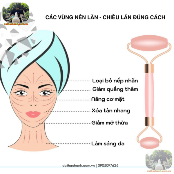 cây lăn mặt massage đá thạch anh hồng