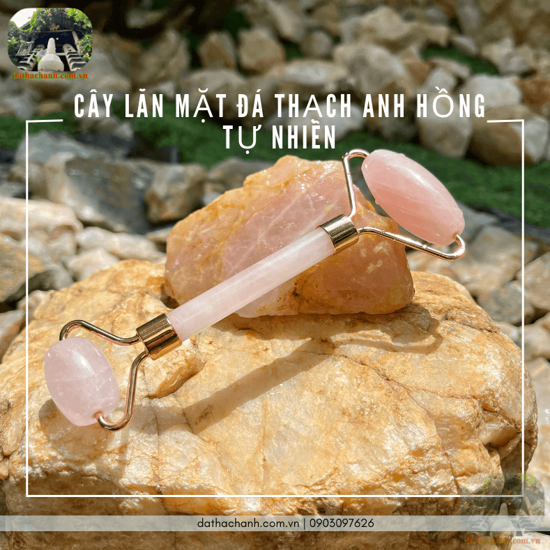 Cách nhanh nhất giúp se khít lỗ chân lông, làm làn da sáng mịn, hồng hào, chống lão hóa nhờ cây lăn mặt massage đá thạch anh hồng tự nhiên 40 cây lăn mặt massage đá thạch anh hồng