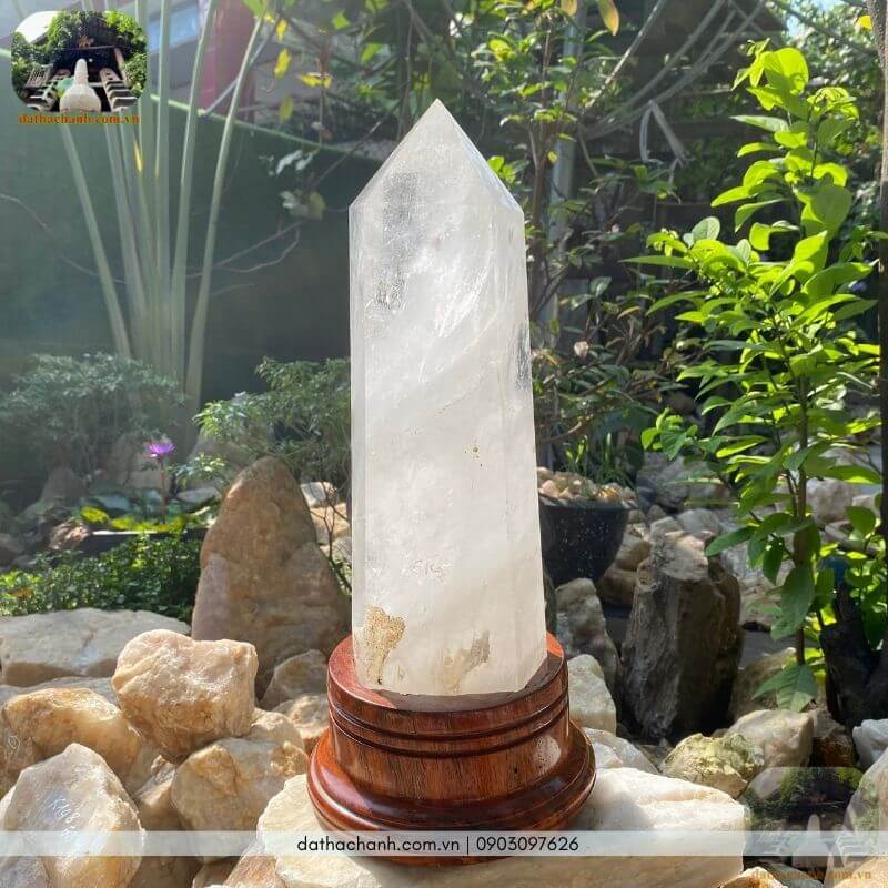Trụ đá thạch anh trắng tự nhiên: Cân bằng năng lượng, tụ khí bình an 13 đá thạch anh trắng