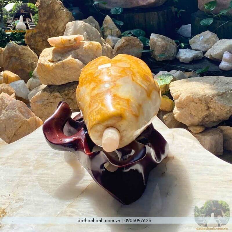 Quả đu đủ đá thạch anh bông vàng tự nhiên biểu tượng cho sự sung túc đủ đầy, quanh năm thịnh vượng | Hợp mệnh Kim và Thổ 24 Quả đu đủ đá thạch anh bông vàng