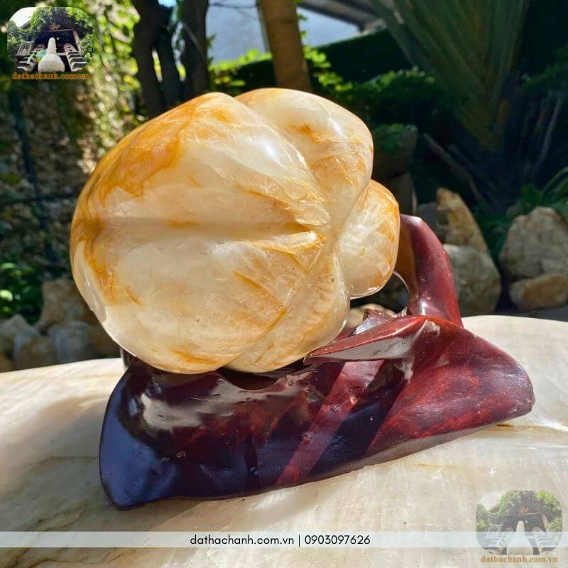 Quả đu đủ đá thạch anh bông vàng tự nhiên biểu tượng cho sự sung túc đủ đầy, quanh năm thịnh vượng | Hợp mệnh Kim và Thổ 33 Quả đu đủ đá thạch anh bông vàng