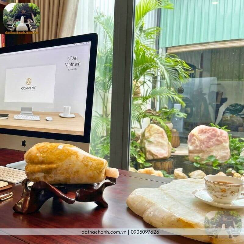 Quả đu đủ đá thạch anh bông vàng tự nhiên biểu tượng cho sự sung túc đủ đầy, quanh năm thịnh vượng | Hợp mệnh Kim và Thổ 29 Quả đu đủ đá thạch anh bông vàng