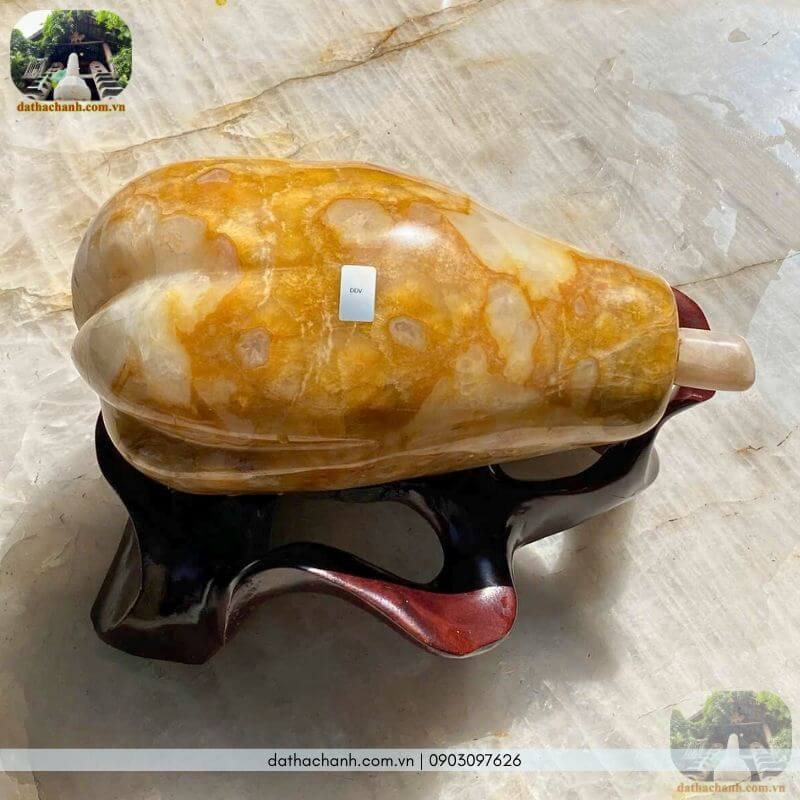 Quả đu đủ đá thạch anh bông vàng tự nhiên biểu tượng cho sự sung túc đủ đầy, quanh năm thịnh vượng | Hợp mệnh Kim và Thổ 25 Quả đu đủ đá thạch anh bông vàng