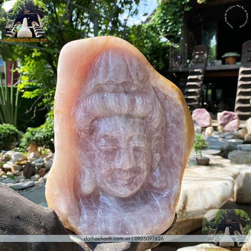Quan Thế Âm đá thạch anh hồng
