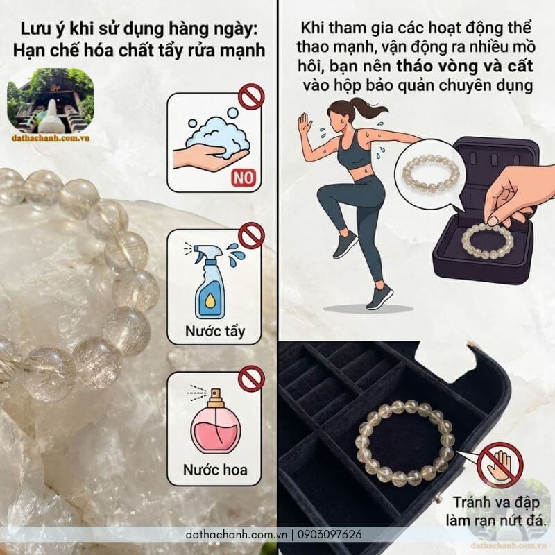 vòng tay đá thạch anh tóc trắng