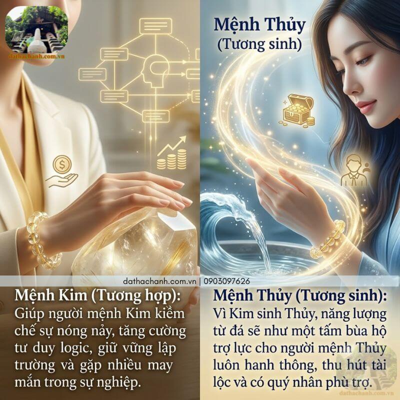 vòng tay đá thạch anh tóc trắng