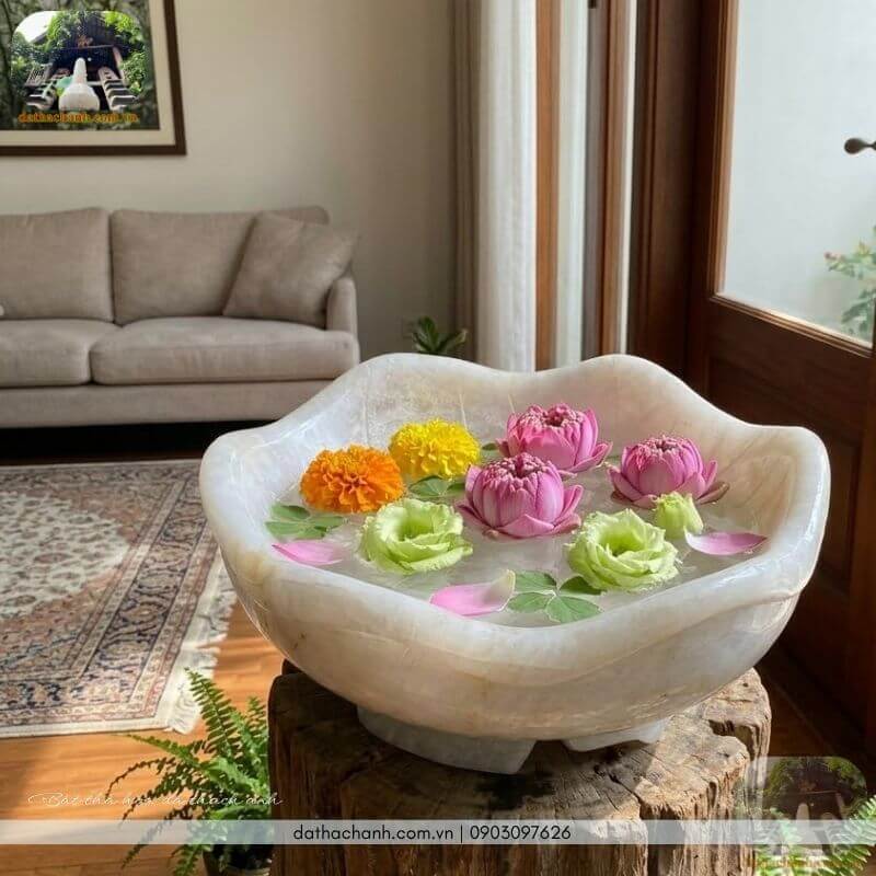 Bát thả hoa đá thạch anh: Ý nghĩa của bát nước thả hoa 32 bát thả hoa