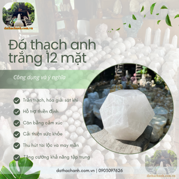 đá thạch anh trắng 12 mặt