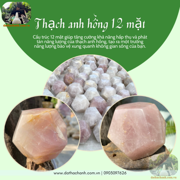 thạch anh hồng 12 mặt