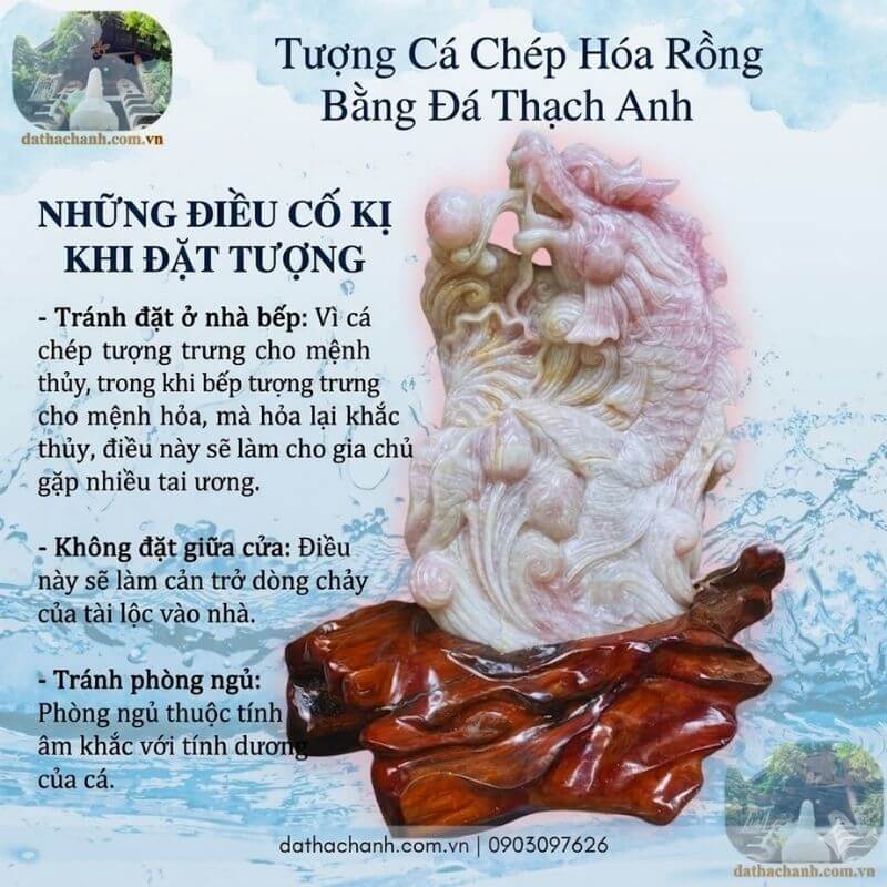cá chép hóa rồng bằng đá thạch anh hồng