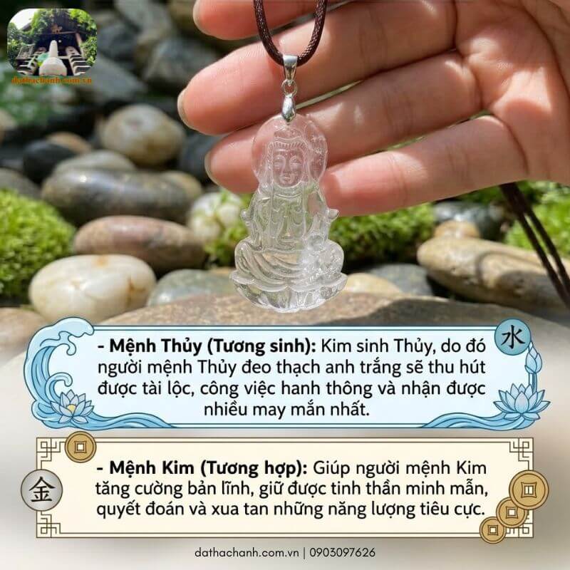 mặt dây chuyền thạch anh trắng