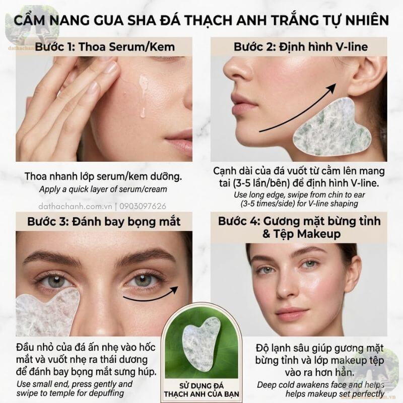 Đá Guasha massage mặt, bí quyết chăm sóc da tự nhiên 36 đá Guasha massage mặt