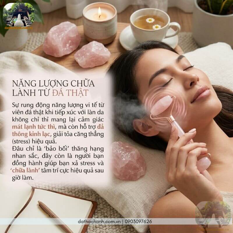 thanh lăn massage mặt đá thạch anh hồng