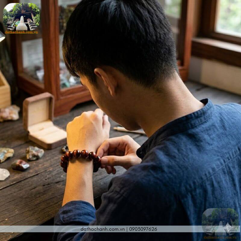 vòng đá mắt hổ nâu đỏ