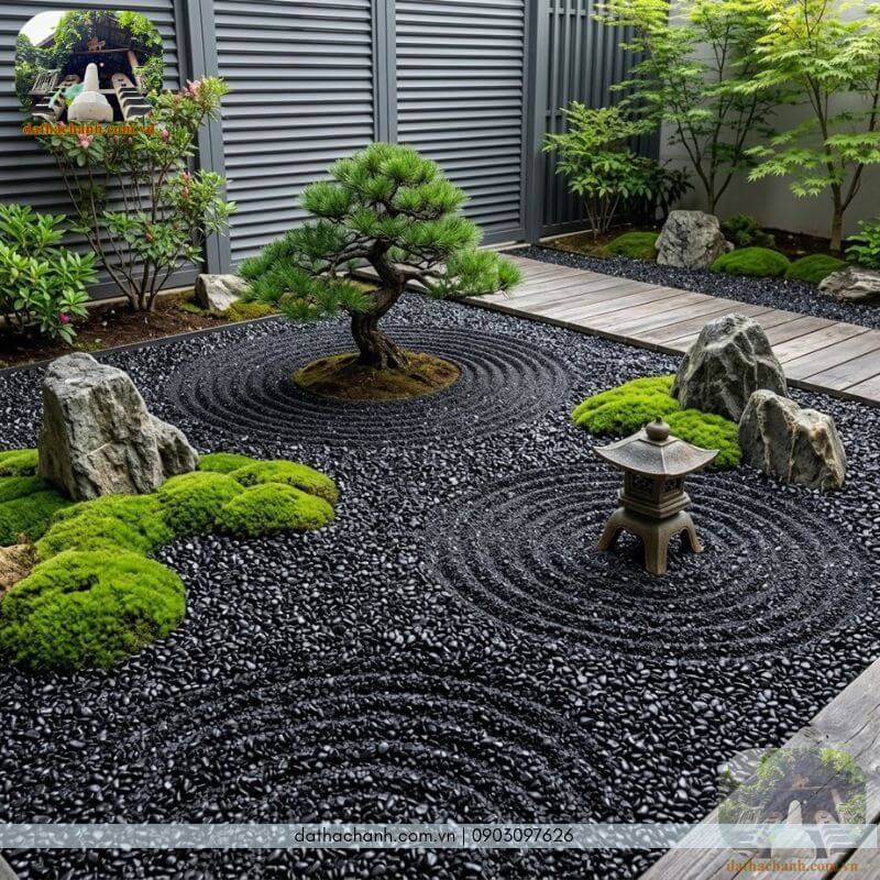 Đá obsidian đen vụn tự nhiên tại Nhà Sàn Tây Nguyên 25 Trang trí tiểu cảnh Zen với đá obsidian đen vụn