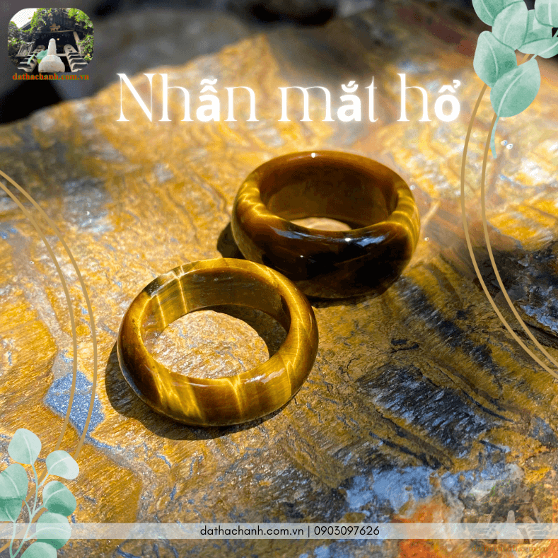 Nhẫn mắt hổ đá tự nhiên, vật phẩm hộ mệnh phong thủy 53 nhẫn mắt hổ