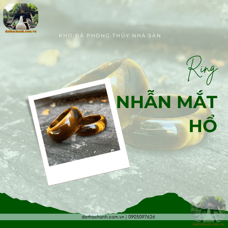Nhẫn mắt hổ đá tự nhiên, vật phẩm hộ mệnh phong thủy 40 nhẫn mắt hổ