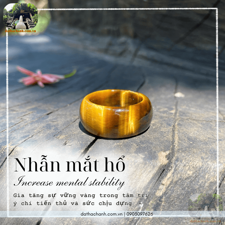 Nhẫn mắt hổ đá tự nhiên, vật phẩm hộ mệnh phong thủy 42 nhẫn mắt hổ