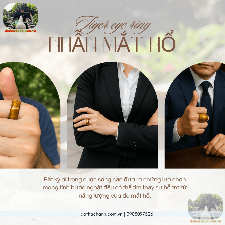 Nhẫn mắt hổ đá tự nhiên, vật phẩm hộ mệnh phong thủy 46 nhẫn mắt hổ