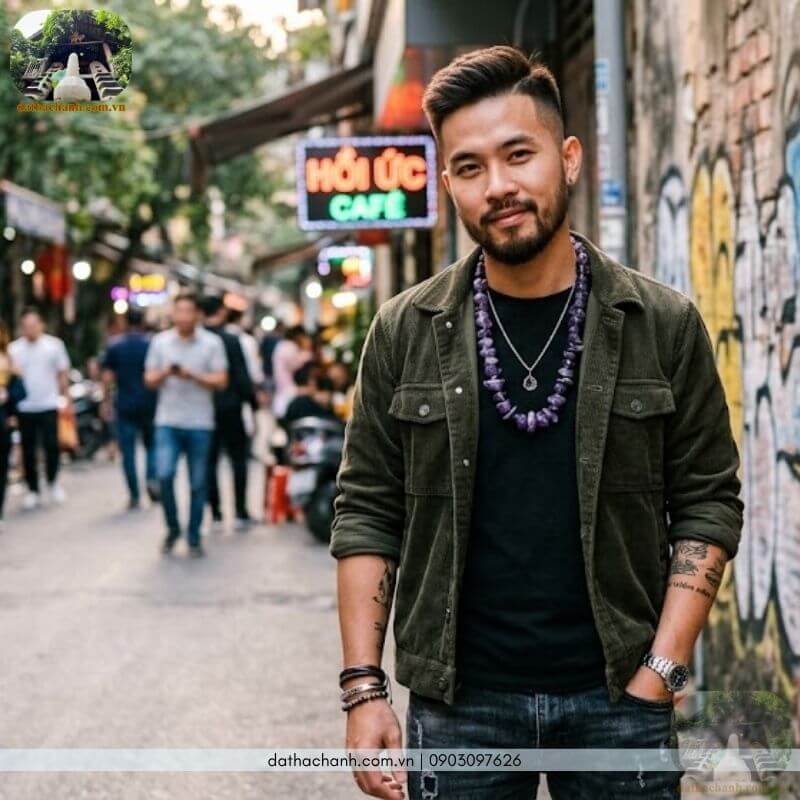 vòng cổ đá thạch anh tím