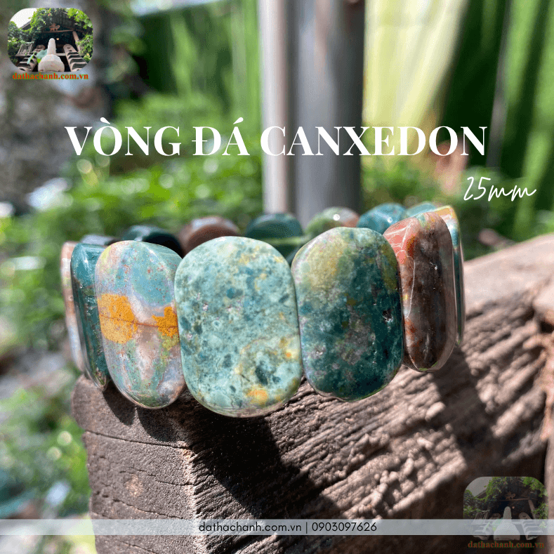 Vòng đá canxedon 25mm phong thủy, bản to cá tính 29 vòng đá Canxedon