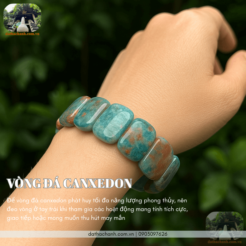 Vòng đá canxedon 25mm phong thủy, bản to cá tính 33 vòng đá Canxedon