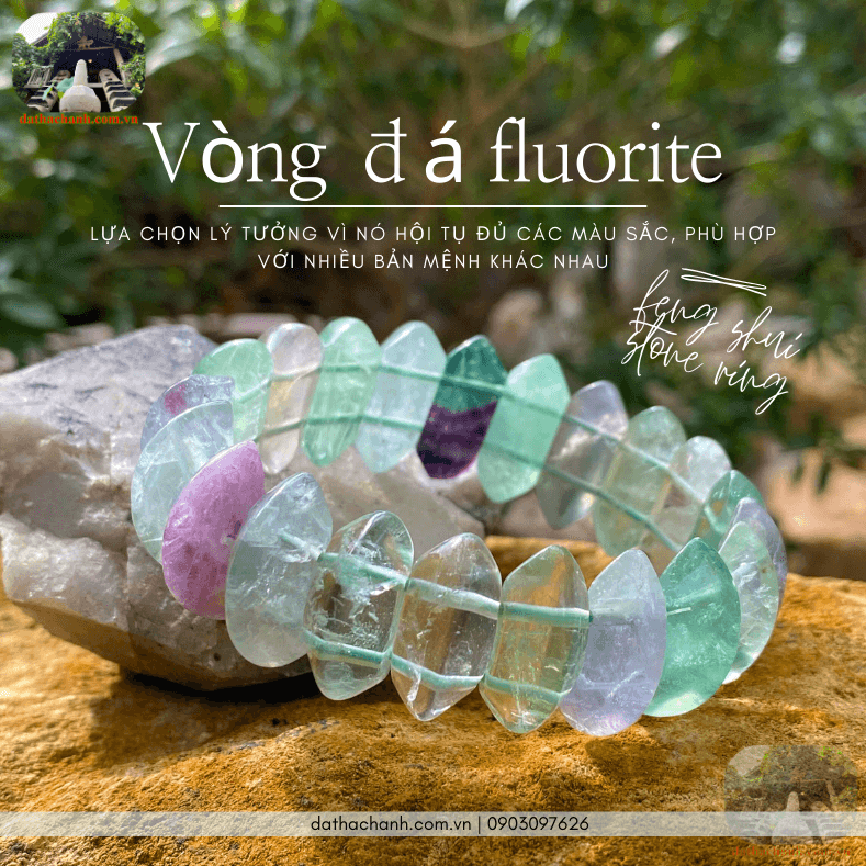 Vòng đá fluorite đẹp, đá trí tuệ giúp an thần, tập trung 47 vòng đá fluorite