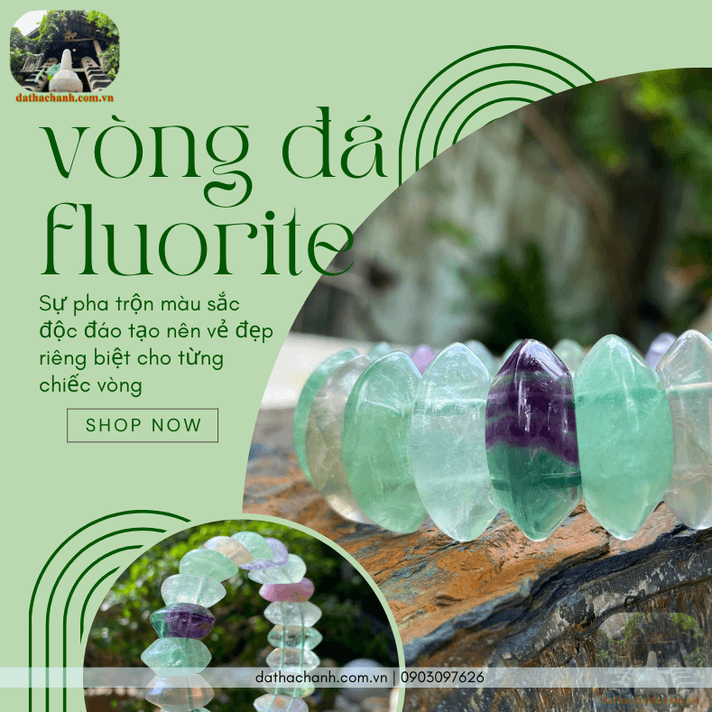 Vòng đá fluorite đẹp, đá trí tuệ giúp an thần, tập trung 39 vòng đá fluorite