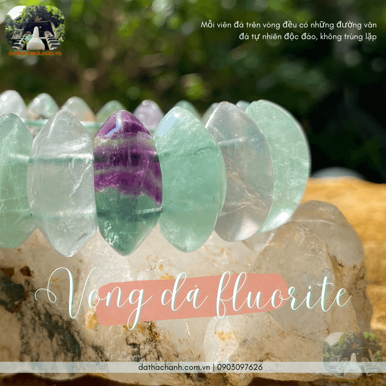 Vòng đá fluorite đẹp, đá trí tuệ giúp an thần, tập trung 40 vòng đá fluorite