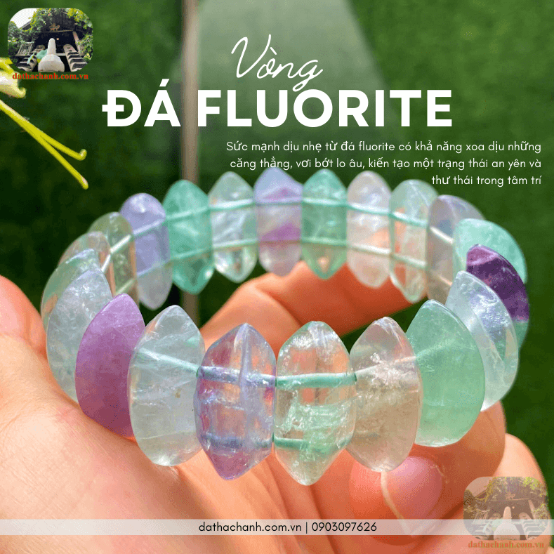 Vòng đá fluorite đẹp, đá trí tuệ giúp an thần, tập trung 42 vòng đá fluorite