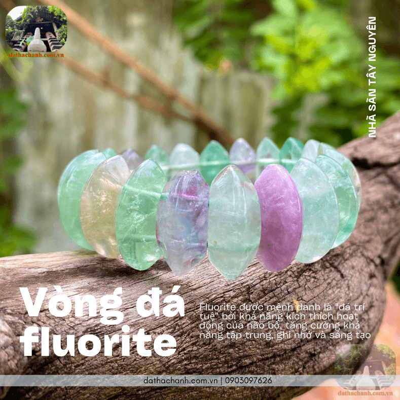 Vòng đá fluorite đẹp, đá trí tuệ giúp an thần, tập trung 43 vòng đá fluorite