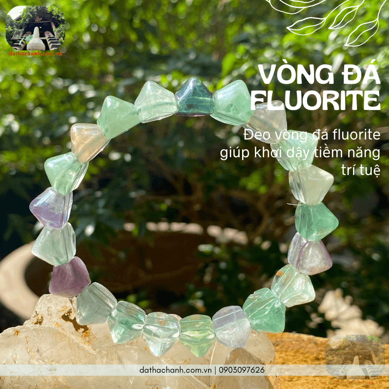 Vòng đá fluorite đẹp, đá trí tuệ giúp an thần, tập trung 45 vòng đá fluorite