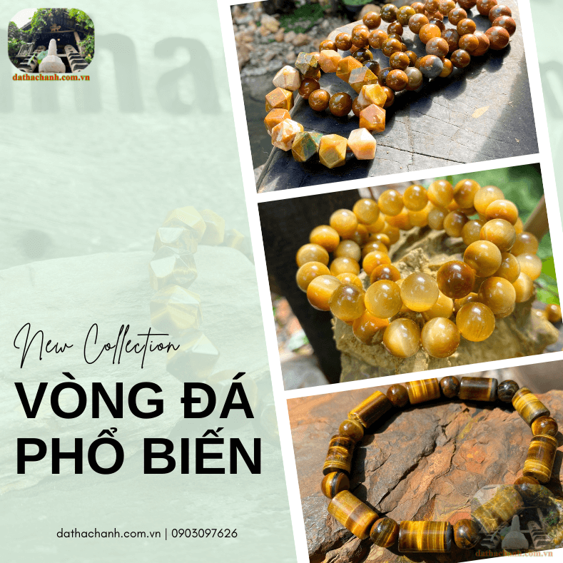 Vòng đá màu vàng tự nhiên, tăng cường vượng khí tài lộc 56 vòng đá màu vàng