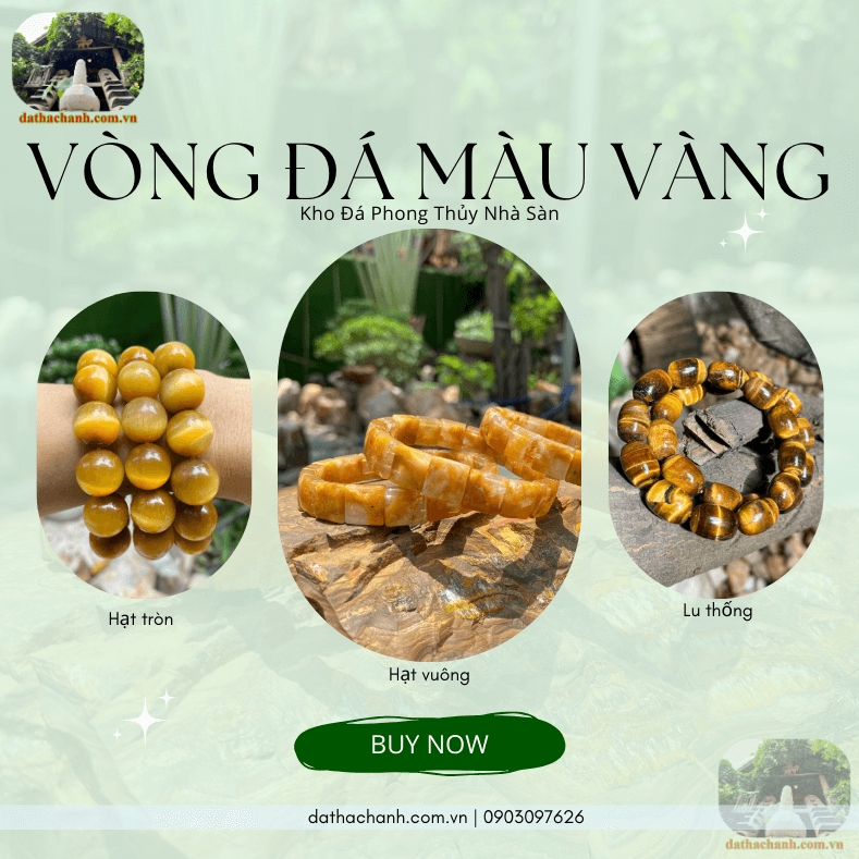 Vòng đá màu vàng tự nhiên, tăng cường vượng khí tài lộc 57 vòng đá màu vàng