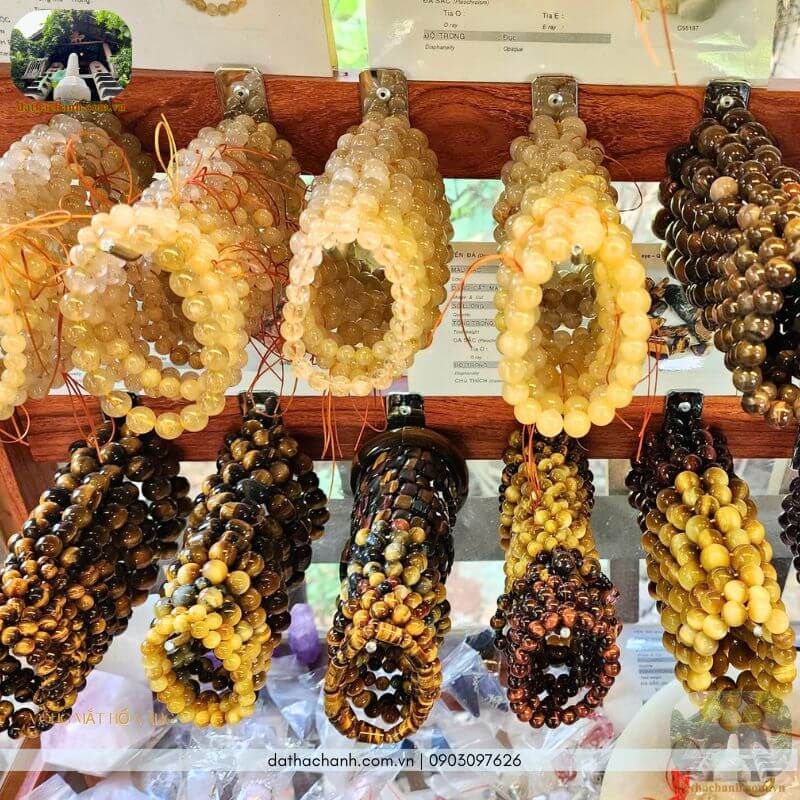 Vòng đá màu vàng tự nhiên, tăng cường vượng khí tài lộc 63 vòng đá màu vàng