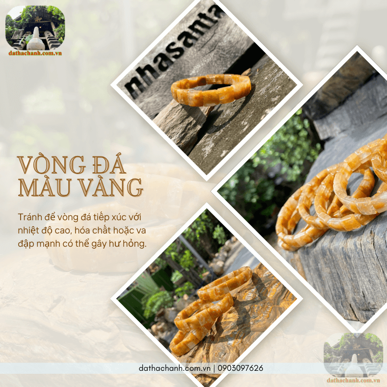 Vòng đá màu vàng tự nhiên, tăng cường vượng khí tài lộc 63 vòng đá màu vàng