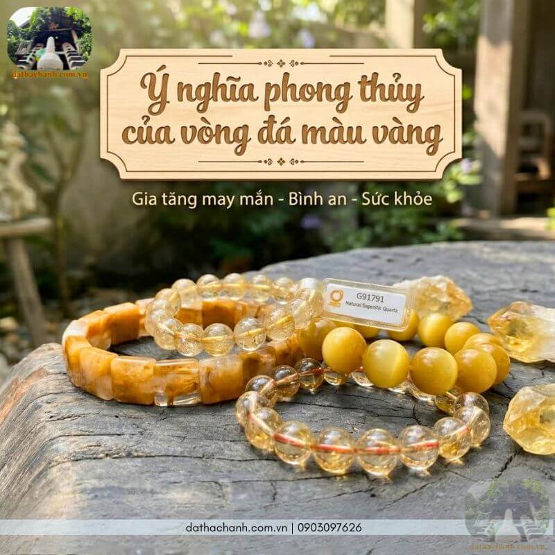 Vòng đá màu vàng tự nhiên, tăng cường vượng khí tài lộc 36 vòng đá màu vàng