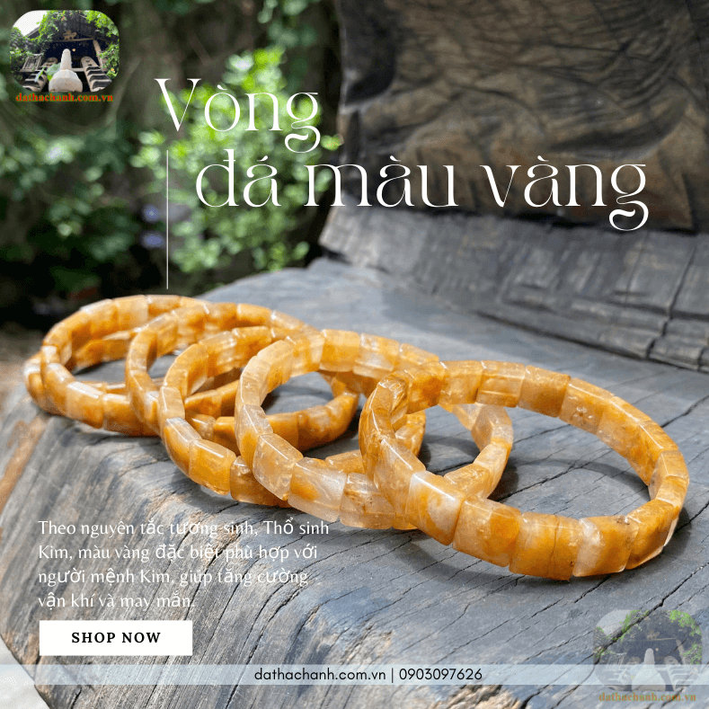 Vòng đá màu vàng tự nhiên, tăng cường vượng khí tài lộc 50 vòng đá màu vàng