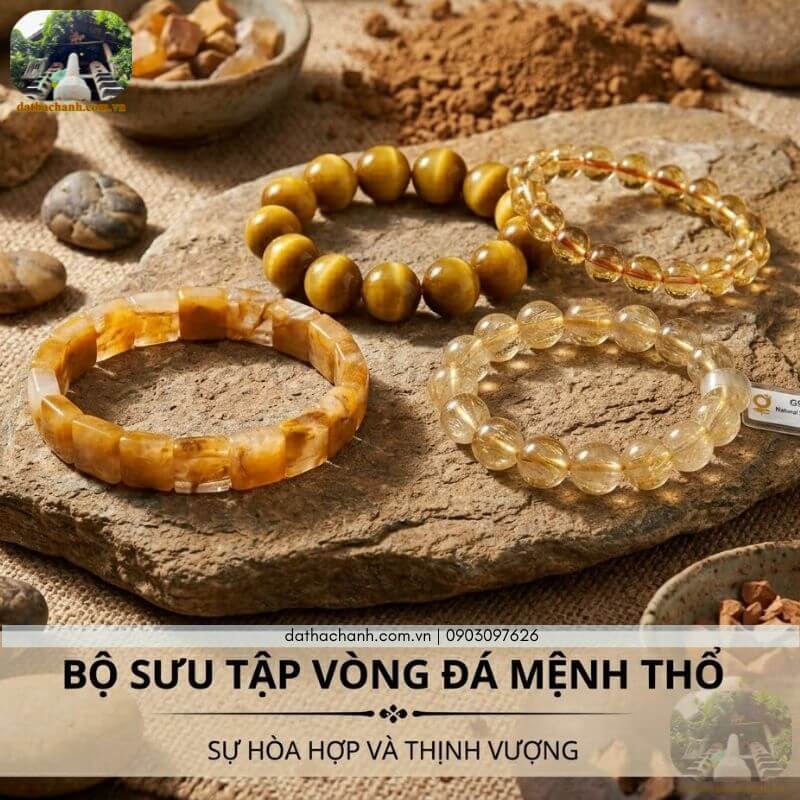 Vòng đá màu vàng tự nhiên, tăng cường vượng khí tài lộc 39 vòng đá màu vàng