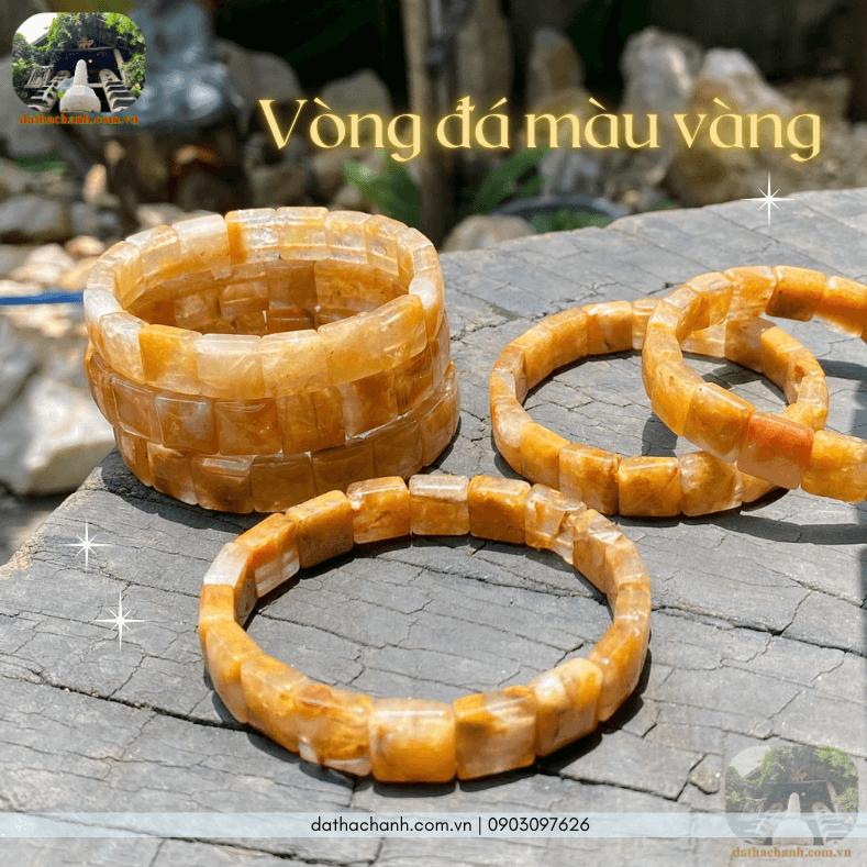 Vòng đá màu vàng tự nhiên, tăng cường vượng khí tài lộc 51 vòng đá màu vàng