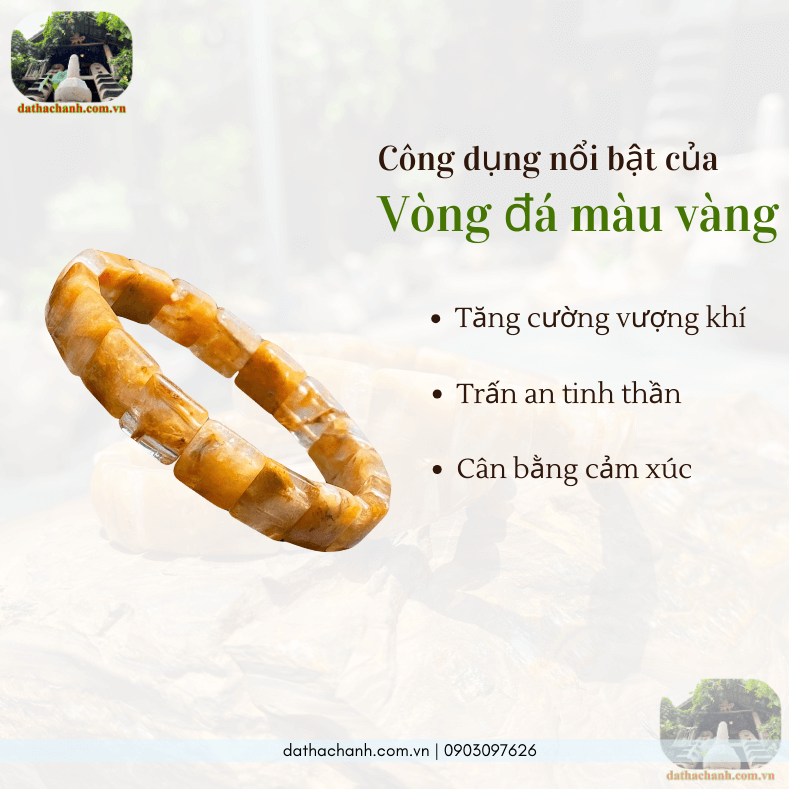 Vòng đá màu vàng tự nhiên, tăng cường vượng khí tài lộc 52 vòng đá màu vàng