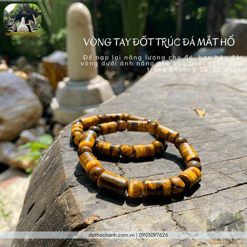 Vòng tay đốt trúc mắt hổ 8ly tăng vận may, hút tài khí mỗi ngày 45 vòng tay đốt trúc