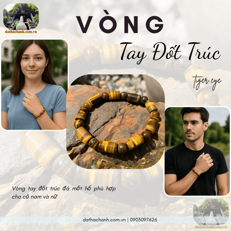 Vòng tay đốt trúc mắt hổ 8ly tăng vận may, hút tài khí mỗi ngày 39 vòng tay đốt trúc
