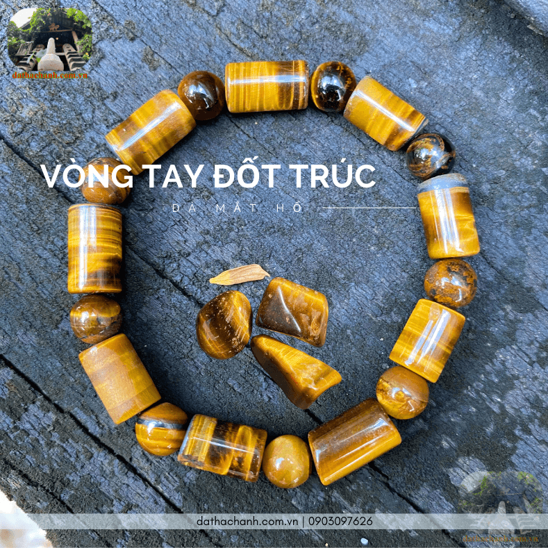 Vòng tay đốt trúc mắt hổ 8ly tăng vận may, hút tài khí mỗi ngày 35 vòng tay đốt trúc