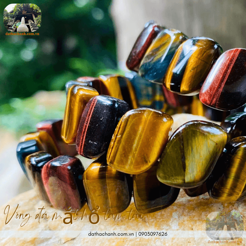 Vòng đá mắt hổ tam tài phong thủy, chiêu tài, hóa sát, thu hút vượng khí 25 vòng đá mắt hổ tam tài