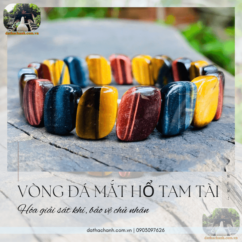 Vòng đá mắt hổ tam tài phong thủy, chiêu tài, hóa sát, thu hút vượng khí 28 vòng đá mắt hổ tam tài